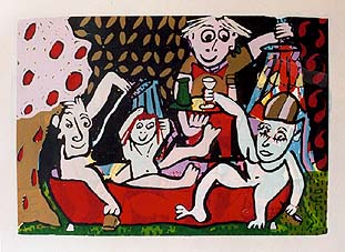 Silkscreen print bath family
