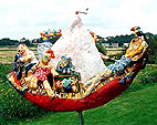 sculpture polyester boat family