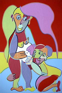Silkscreen print pregnant baby parents