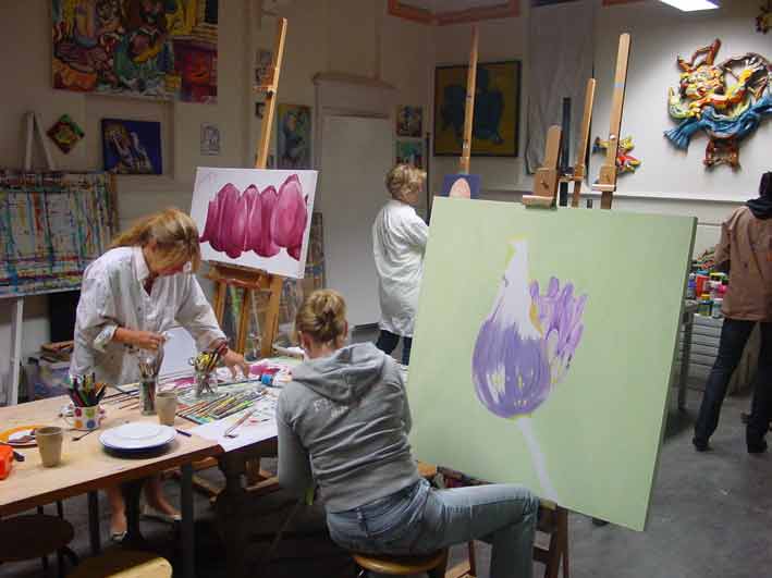 cursus schilderen voor volwassenen op woensdagavond op het atelier van Annelies van Biesbergen in Tilburg