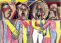 vier grieken ansichtkaart kaart kunstkaart kunst