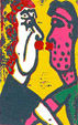 Linosnede De eerste kus van Twan de Vos, gedrukt volgens de methode Picasso