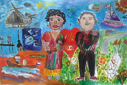 hett resultaat een prachtig schilderij met het bruidspaar als middelpunt