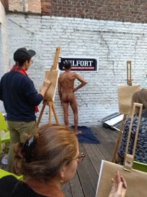 Schilderworkshop mannelijk naaktmodel in Lille in Frankrijk
