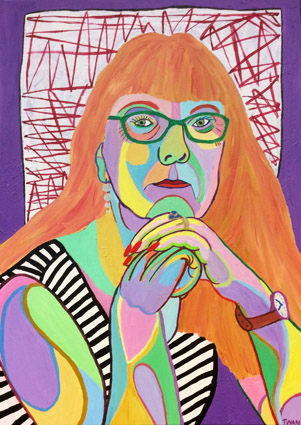 Porträt des Kunstvermittlers Marlou Kursten, Acryl auf Leinen, für die Kunstagenda 2017