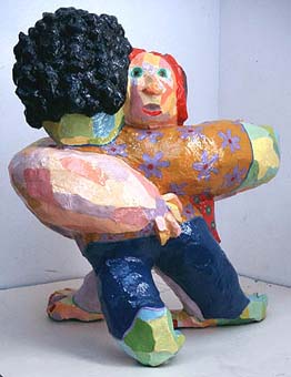 Pappmaché-Skulptur Eröffnungstanz von Twan de Vos, das Paar eröffnet die Party
