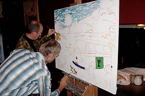 Creatieve workshop op locatie schilder schilderij feest jarig ontwerp schilderen workshop schilderworkshop kunst creatieve tekenen keramiek schilderij bedrijfsuitje vrijgezellenparty teambuilding familie feest atelier schilderworkshop teambuilding