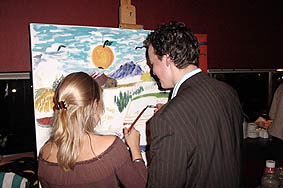 Creatieve workshop op locatie schilder schilderij feest jarig ontwerp schilderen workshop schilderworkshop kunst creatieve tekenen keramiek schilderij bedrijfsuitje vrijgezellenparty teambuilding familie feest atelier schilderworkshop teambuilding