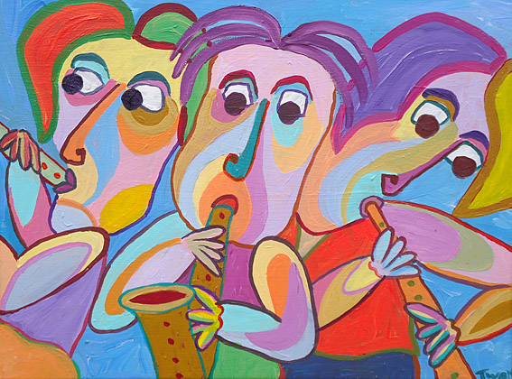 Painting Trio de conciertos by Twan de Vos concert by three horns