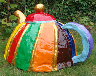 Fiberglass teapot for a giant in a playground
