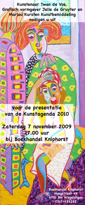 uitnodiging voor de presentatie van de kunstagenda 2010 bij Kniphorst boekverkopers