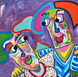Painting Only eyes for each other by Twan de Vos husband and wife who are sucked into each other everything around them is forgotten