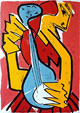 linocut greek lady athena