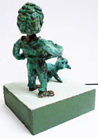 Bronzen beeld Accordeonist van Twan de Vos, accordeonspeler, muziek en kat, poes