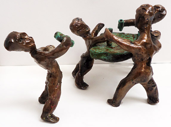 Bronze-Skulptur Männer der Twan de Vos, vier Männer, eine Nacht in der Stadt
