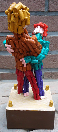 Sculpture Hug by Twan de Vos, wood, fiberglass and clay