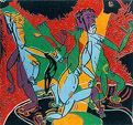 Linocut Beastly swinging of Twan de Vos, go wild on great music