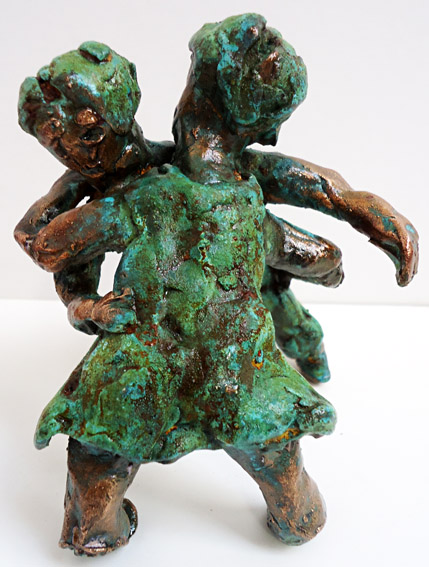 Sculpture in bronze "My first tango" by Twan de Vos, the first steps on the dance floor