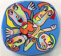 Glass plate Family Twan de Vos, painted glass