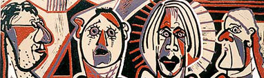 greek drama linocut