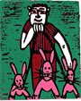 linolschnitt linoleum linol kunst hase hasen ausführen