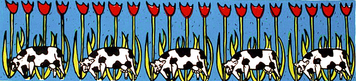koeien en tulpen zeefdruk in holland nederland izijn de koe en de tulp nationale symbolen