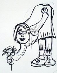 Ontwerp voor polyester tuinbeeld, vrouw die bloem plukt