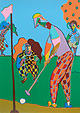 golf par birdie sport hole siebdruck kunst