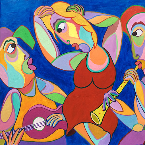 Painting Concierto de la danza by Twan de Vos, dancing to swinging music