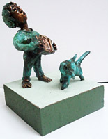 Akkordeonist Bronze-Skulptur von der Twan de Vos, Akkordeonspieler, Musik und Katze