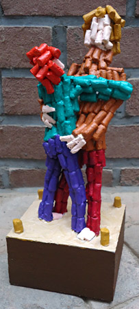 Sculpture Hug by Twan de Vos, wood, fiberglass and clay