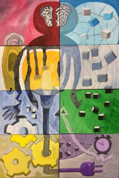 Puzzelschilderij Netwerk Tennet, geschilderd door 8 collega's