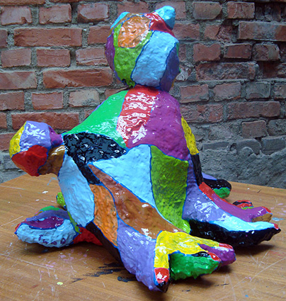 Polyester Tintenfische Skulptur der Twan de Vos, eine bunte Skulptur von einer Katze mit  5 flossige  Beine, Meer, Katze, Katze, Flossen